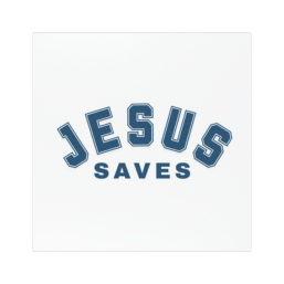 Jesus Saves Car Magnet — Blue Varsity Lettering Christian Auto Decal