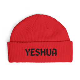 Yeshua Embroidered Cuff Beanie — Christian Faith Knit Hat