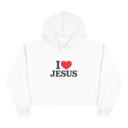 I  JESUS Crop Hoodie — Christian Faith Cropped Pullover (Jesus Loves Me Back Design)