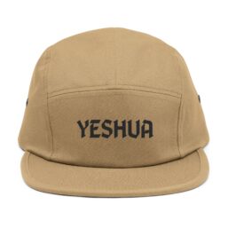 Yeshua Embroidered 5-Panel Cap — Tan Christian Hat