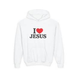 Youth Hoodie — "I  JESUS" Front / "JESUS  ME" Back Christian Faith Pullover