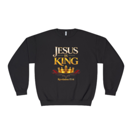 Jesus Is King Crewneck Sweatshirt - Christian Faith Crown Graphic