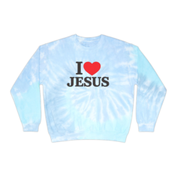 Jesus Love Tie-Dye Sweatshirt — "I  Jesus" Graphic Christian Crewneck