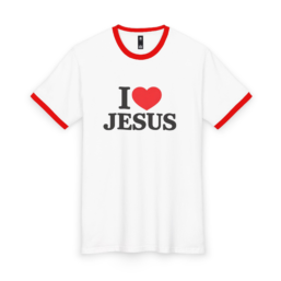 I  Jesus Ringer Tee — Christian Faith Graphic T‑Shirt (Jesus Loves Me on Back)