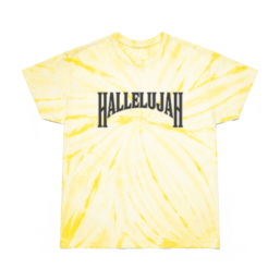 Hallelujah Tie-Dye Tee — Yellow Cyclone Spiral Graphic T-Shirt