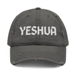 Yeshua Distressed Dad Hat - Embroidered Faith Baseball Cap