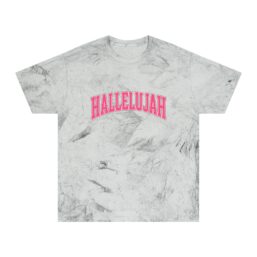Hallelujah Tie-Dye T-Shirt — Vintage Marble Graphic Tee with Pink Retro Script