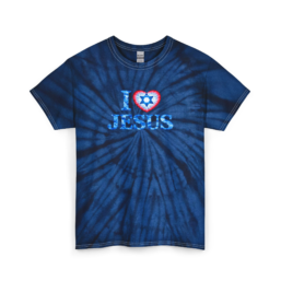 I  Jesus Tie-Dye Tee — Blue Spiral Christian Graphic Shirt